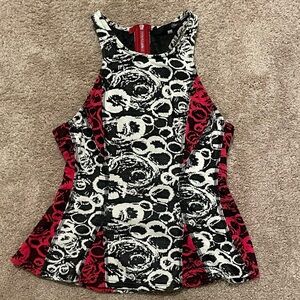 Stylish Red and Black Women's Top (L)